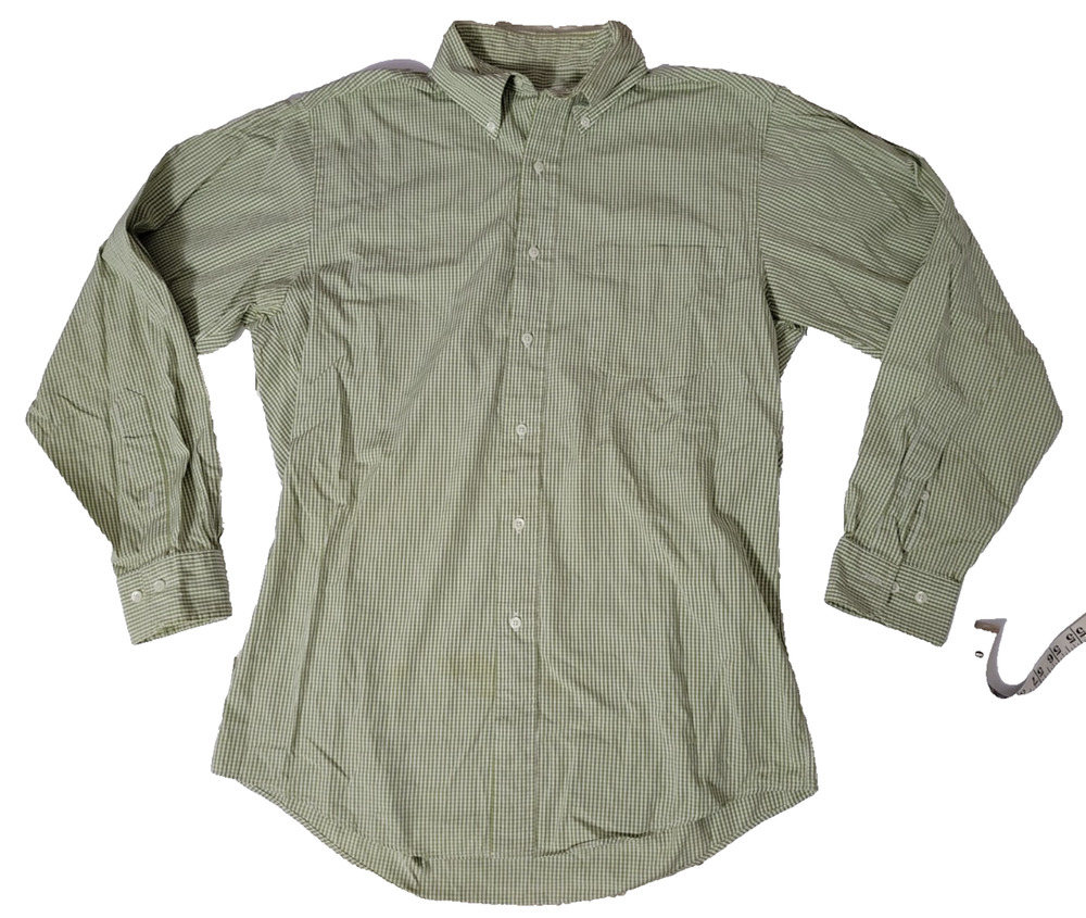 Brooks Brothers Shirt Mens 15 32/33 Green Gingham Cotton Long Sleeve Button Down